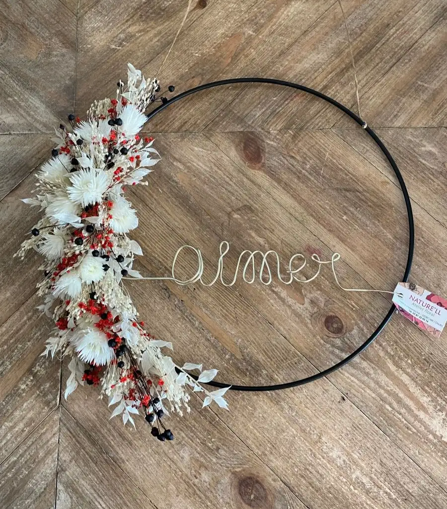 Cerceau fleuri noir - 35cm